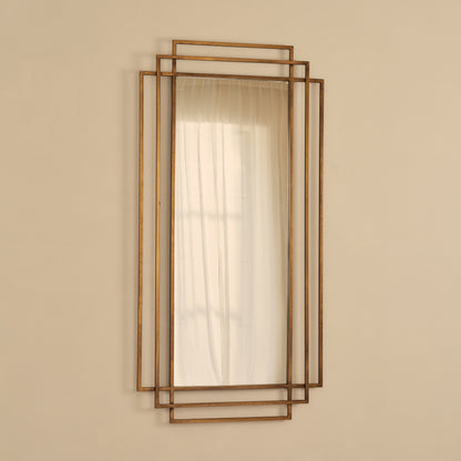 Amalfi - Specchio Rettangolare Grande in Metallo Dorato 140cm x 70cm