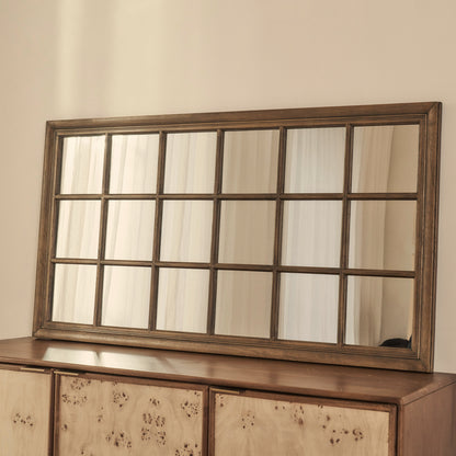 Sasha - Specchio a Finestra Rettangolare Shabby Chic in Legno Scuro 134cm x 70cm