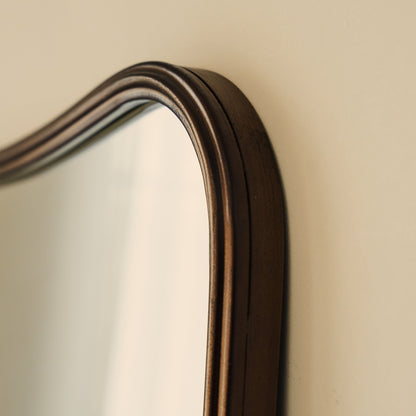 Louis - Specchio Sopra-camino Curvo in Metallo Bronzo Antico 90cm x 75cm