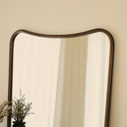 Louis - Specchio Sopra-camino Curvo in Metallo Bronzo Antico 90cm x 75cm
