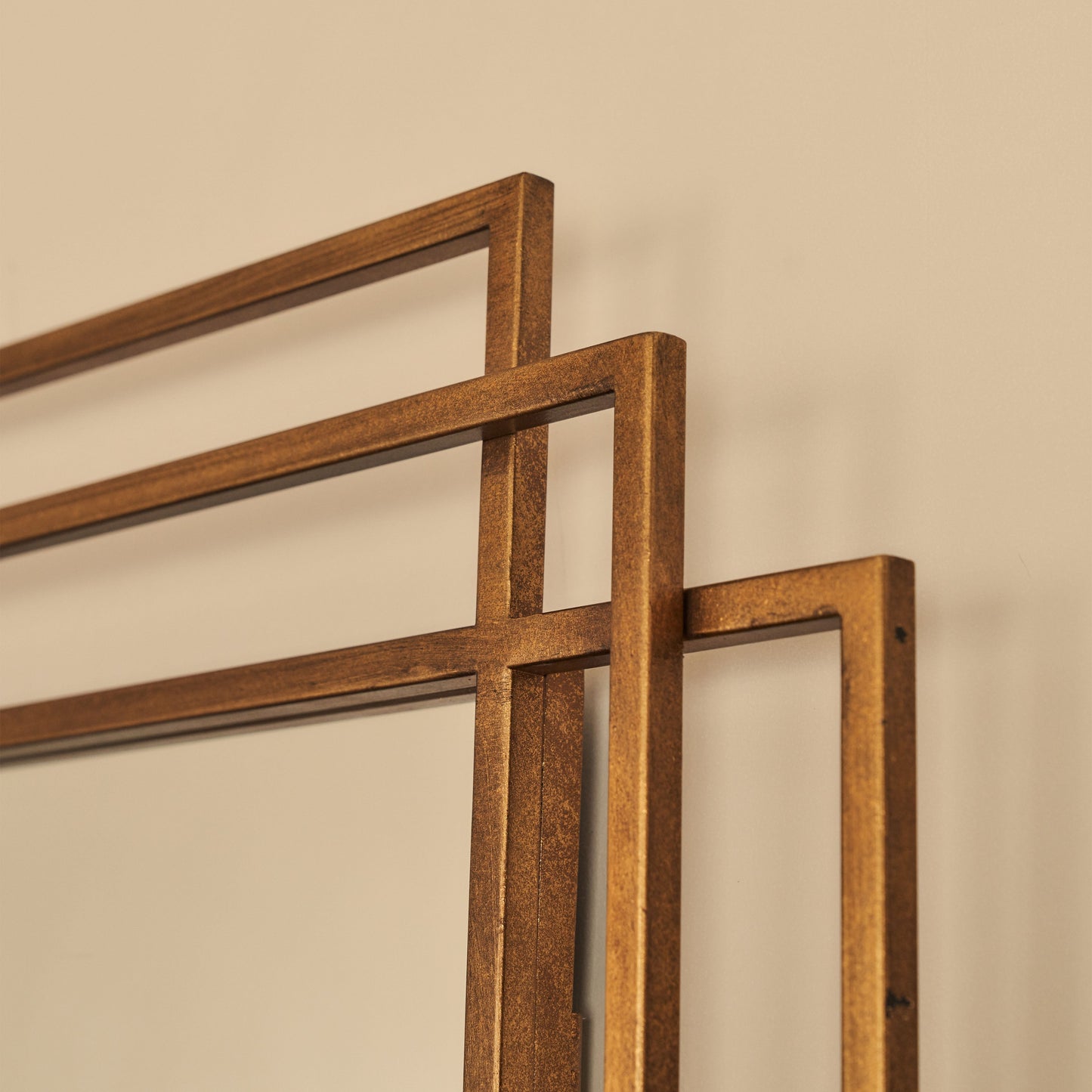 Amalfi - Specchio Rettangolare Grande in Metallo Dorato 140cm x 70cm