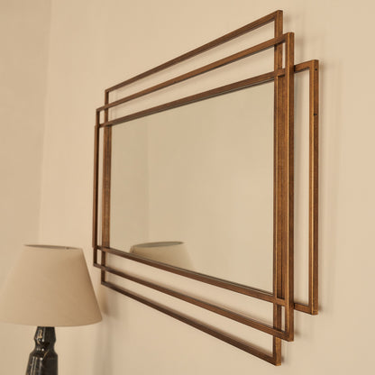 Amalfi - Specchio Rettangolare Grande in Metallo Dorato 140cm x 70cm