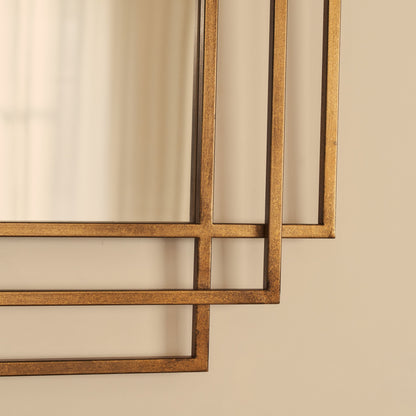 Amalfi - Specchio Rettangolare Grande in Metallo Dorato 140cm x 70cm