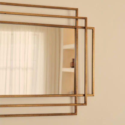 Amalfi - Specchio Rettangolare Grande in Metallo Dorato 140cm x 70cm