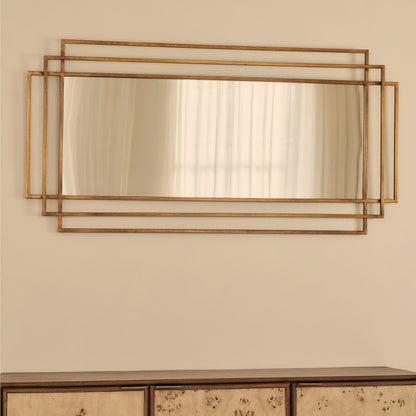 Amalfi - Specchio Rettangolare Grande in Metallo Dorato 140cm x 70cm