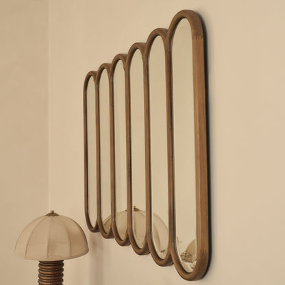 Reims - Specchio in Legno ad Arco con Pannelli in Legno Caldo 120 cm x 80 cm