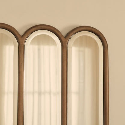 Reims - Specchio in Legno ad Arco con Pannelli in Legno Caldo 120 cm x 80 cm