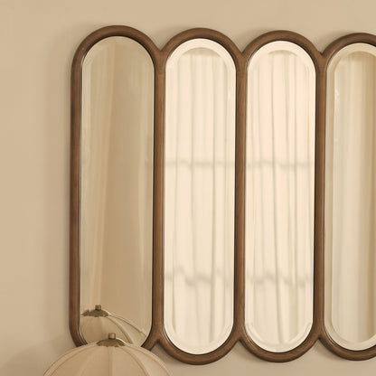 Reims - Specchio in Legno ad Arco con Pannelli in Legno Caldo 120 cm x 80 cm