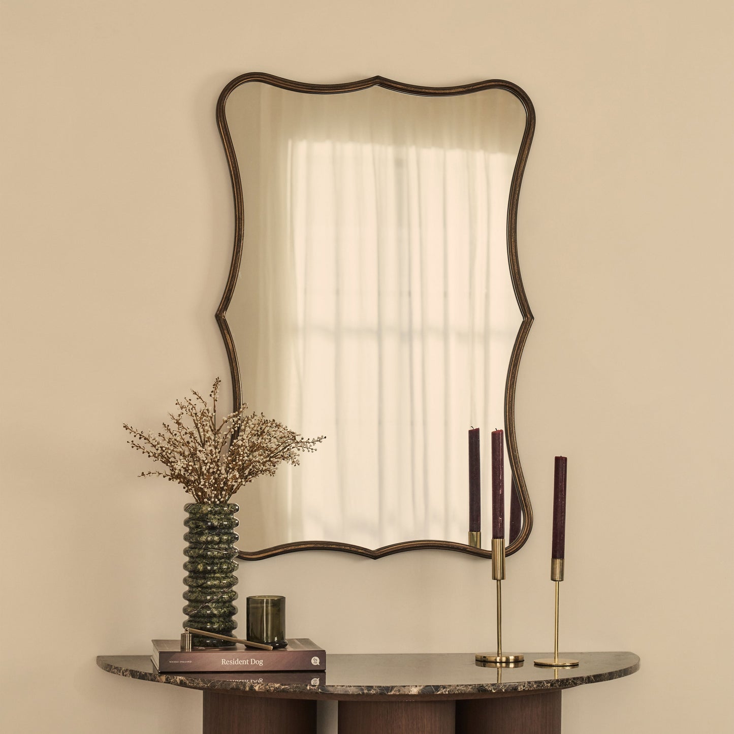 Elise - Specchio Sopracamino Art Déco in Metallo Bronzo Antico 90cm x 60cm