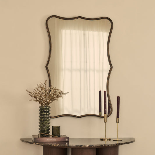 Elise - Specchio Sopracamino Art Déco in Metallo Bronzo Antico 90cm x 60cm