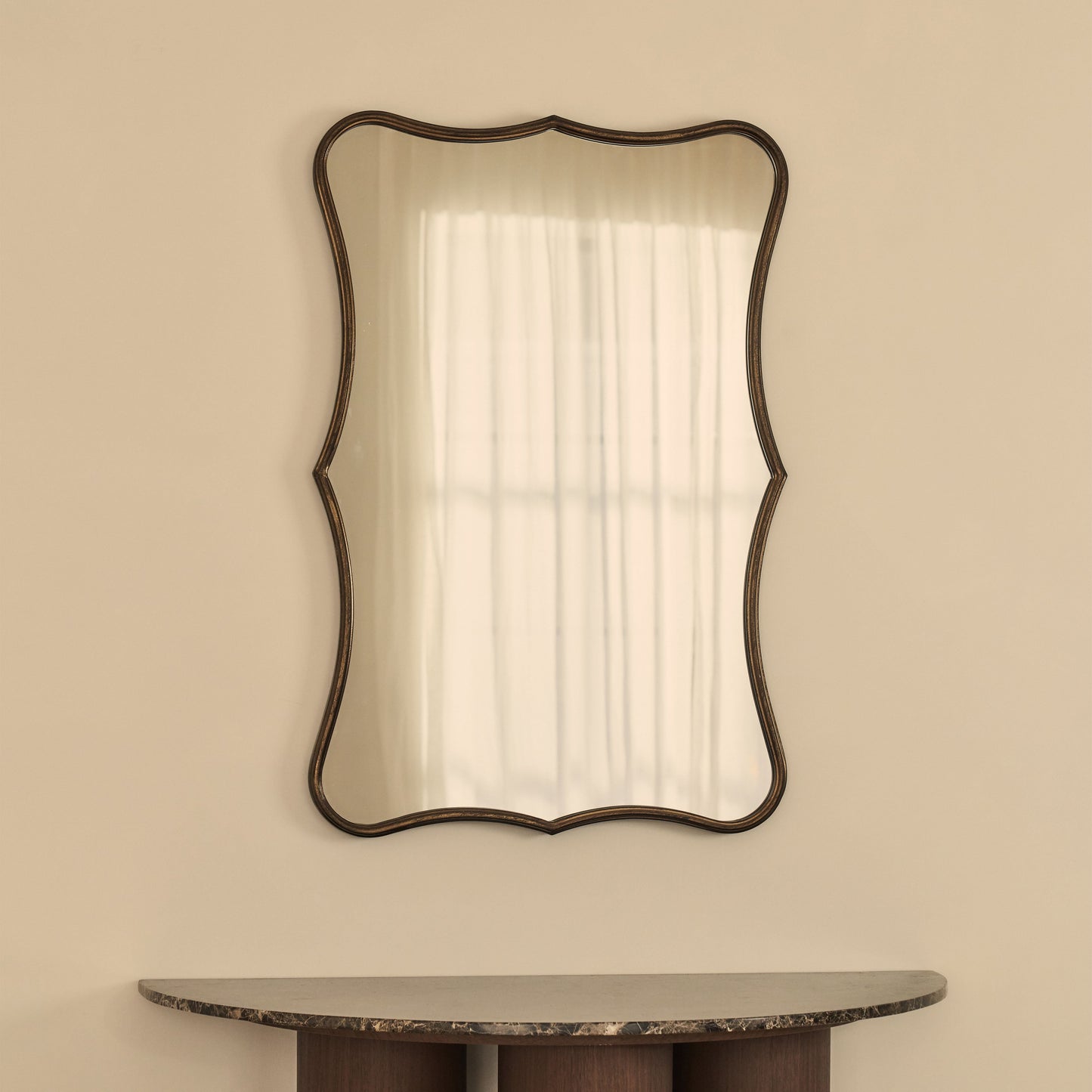 Elise - Specchio Sopracamino Art Déco in Metallo Bronzo Antico 90cm x 60cm