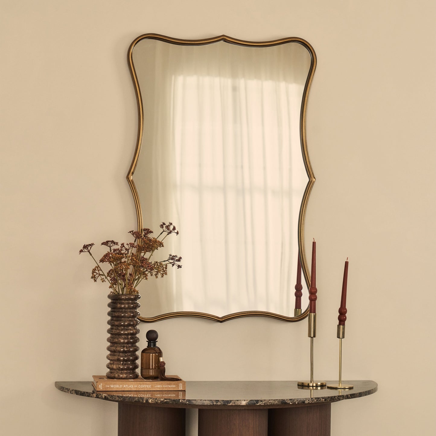 Elise - Specchio Sopra Camino Stile Art Déco in Metallo Oro 90cm x 60cm