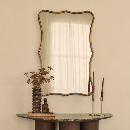 Elise - Specchio Sopra Camino Stile Art Déco in Metallo Oro 90cm x 60cm