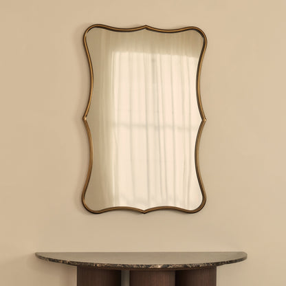 Elise - Specchio Sopra Camino Stile Art Déco in Metallo Oro 90cm x 60cm