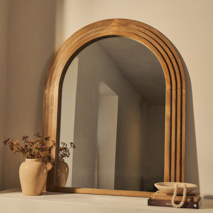 Luciana - Specchio Sopracamino ad Arco in Legno Lavato 120cm x 100cm