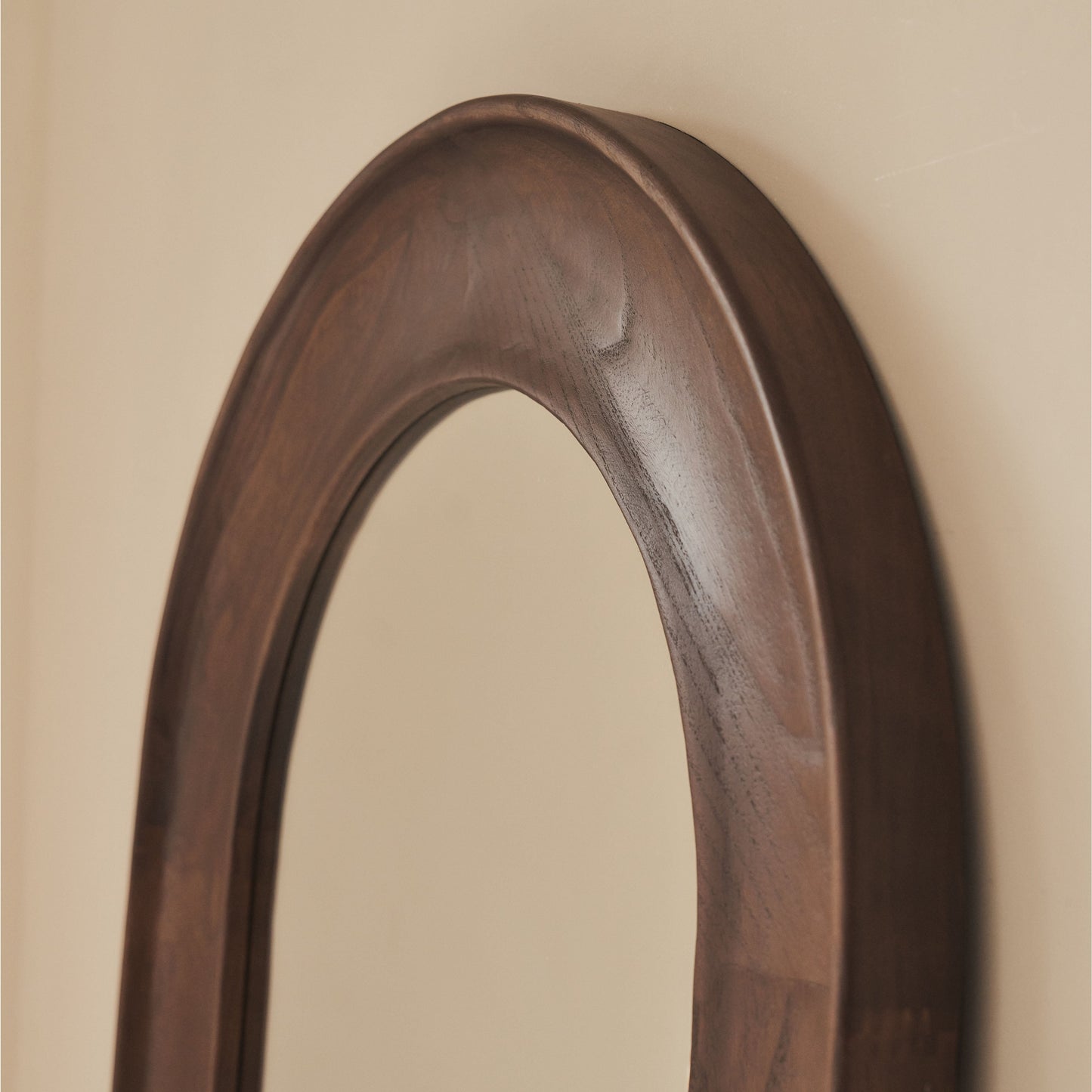 Porta - Specchio Grande a Figura Intera ad Arco in Legno Scuro 180cm x 70cm