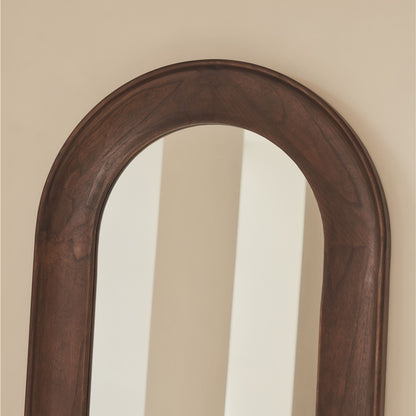 Porta - Specchio Grande a Figura Intera ad Arco in Legno Scuro 180cm x 70cm