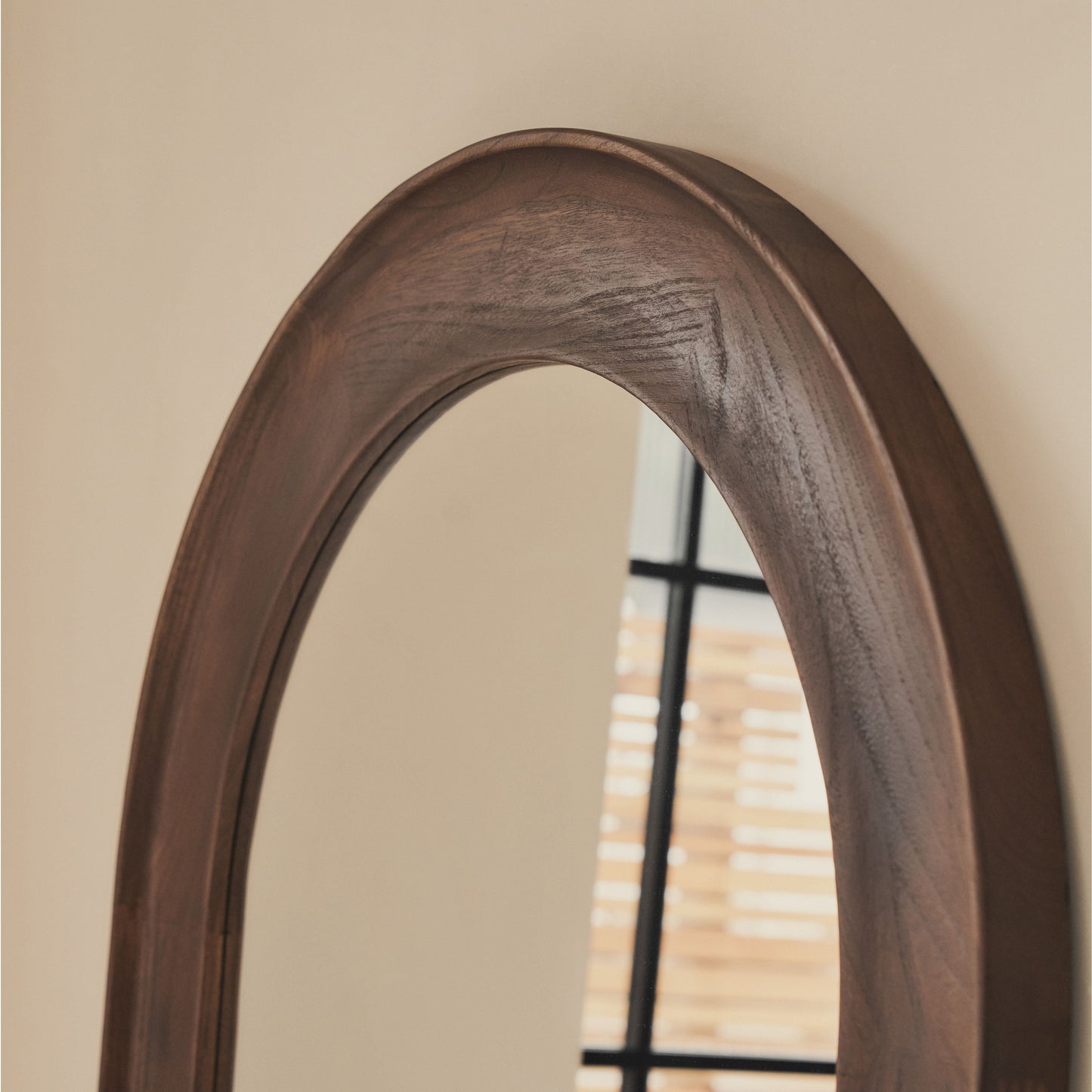 Porta - Specchio Grande ad Arco in Legno Scuro a Figura Intera 180cm x 90cm