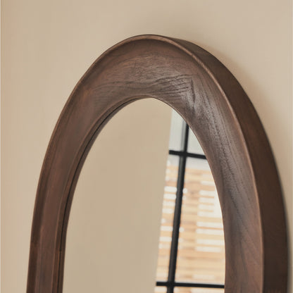 Porta - Specchio Grande ad Arco in Legno Scuro a Figura Intera 180cm x 90cm