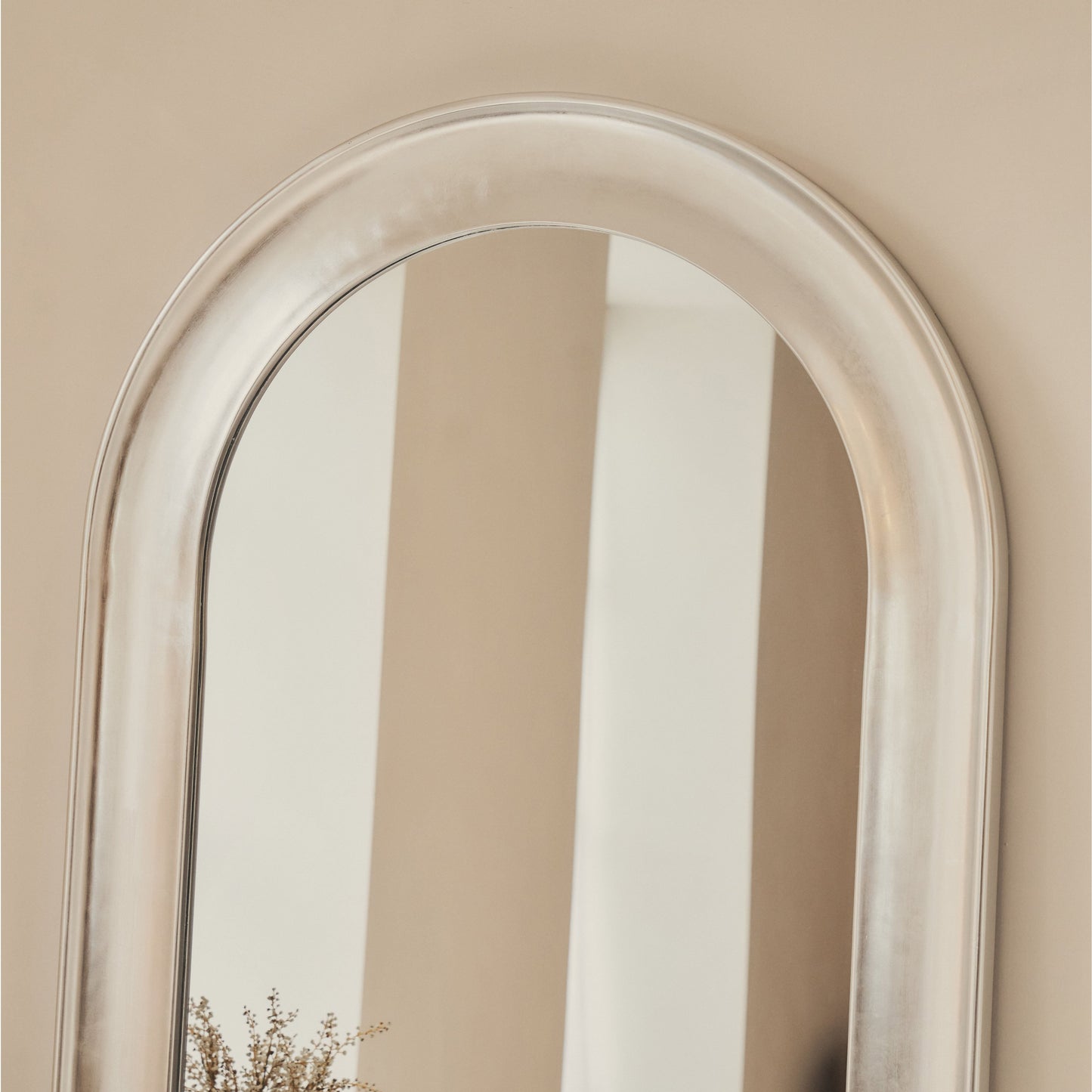 Porta - Specchio Grande ad Arco Cromato Spazzolato a Figura Intera 180cm x 90cm