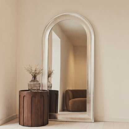 Porta - Specchio Grande ad Arco Cromato Spazzolato a Figura Intera 180cm x 90cm