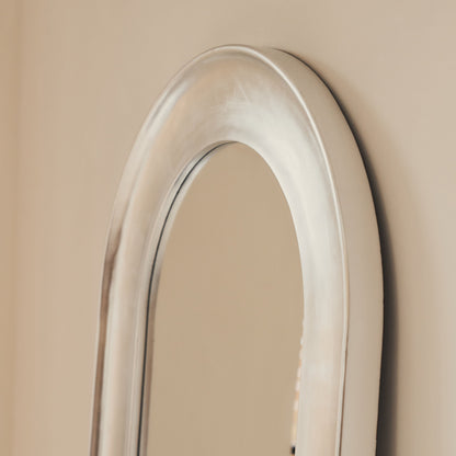 Porta - Specchio Grande ad Arco Cromo Spazzolato a Figura Intera 180cm x 70cm