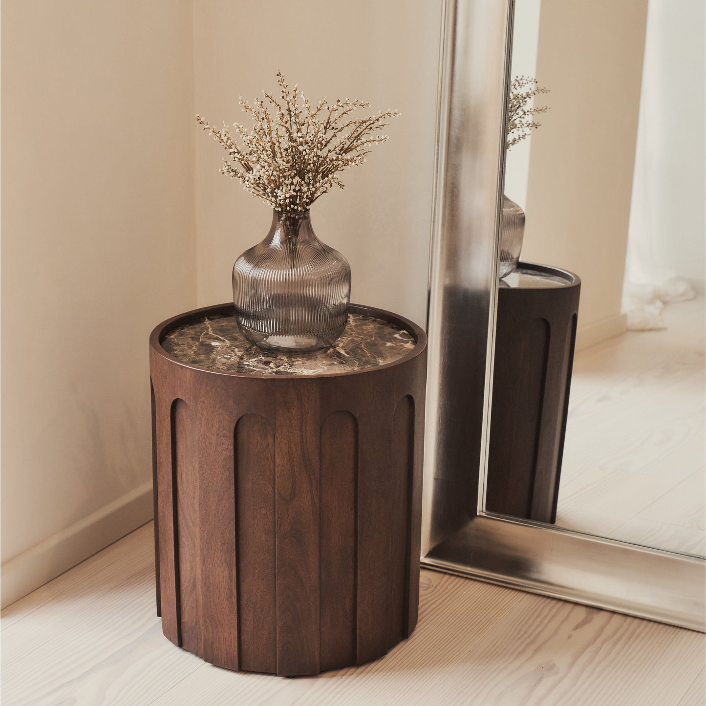 Porta - Specchio Grande ad Arco Cromo Spazzolato a Figura Intera 180cm x 70cm
