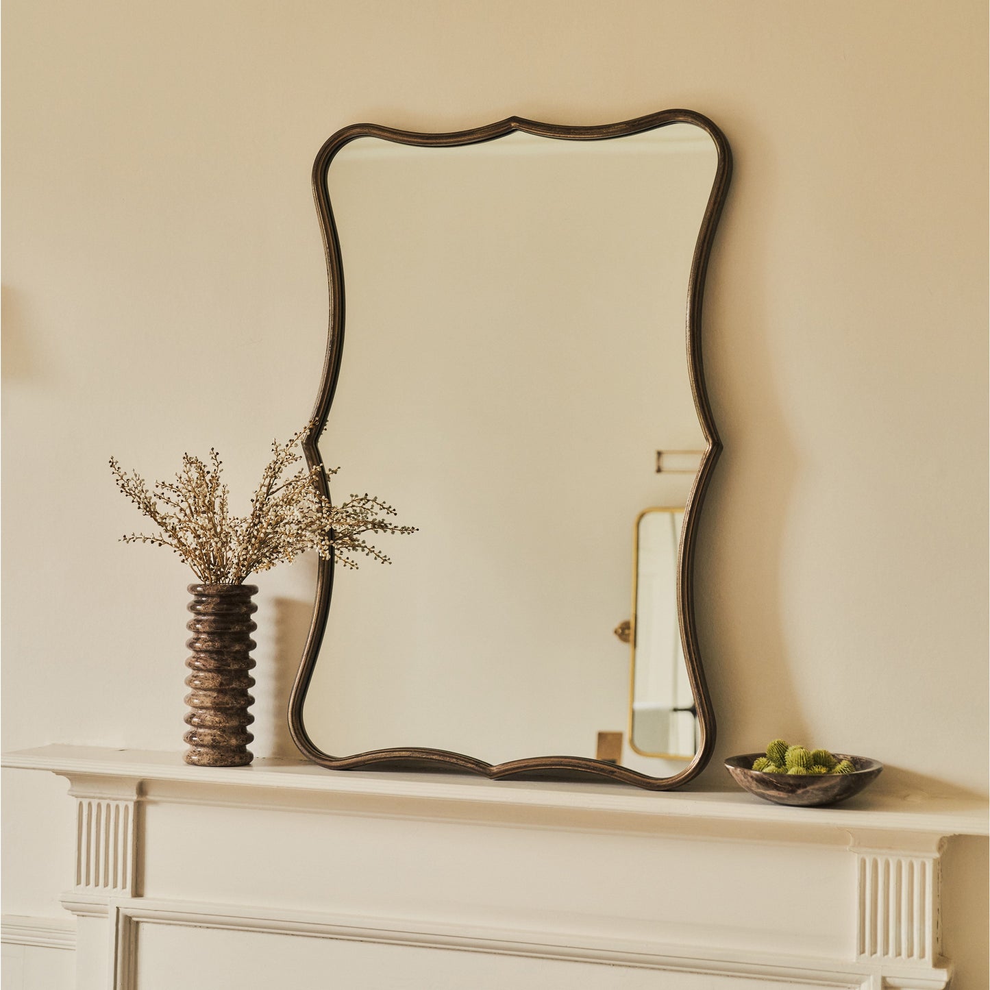 Elise - Specchio Sopracamino Art Déco in Metallo Bronzo Antico 90cm x 60cm