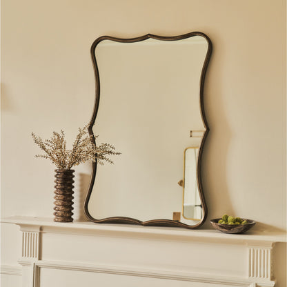 Elise - Specchio Sopracamino Art Déco in Metallo Bronzo Antico 90cm x 60cm