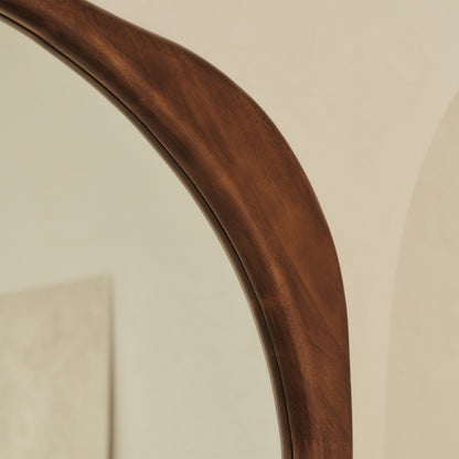 Arcurva - Specchio Irregolare Grande in Legno Scuro a Figura Intera 190 cm x 120 cm