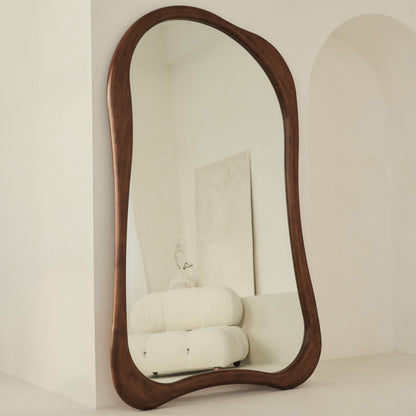 Arcurva - Specchio Irregolare Grande in Legno Scuro a Figura Intera 190 cm x 120 cm