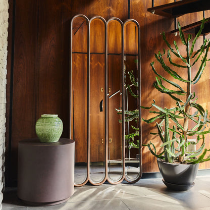 Reims - Specchio in Legno ad Arco con Pannelli Nero 180cm x 80cm