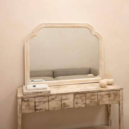 Elena - Specchio ad Arco in Legno Lavato Bianco 100cm x 75cm