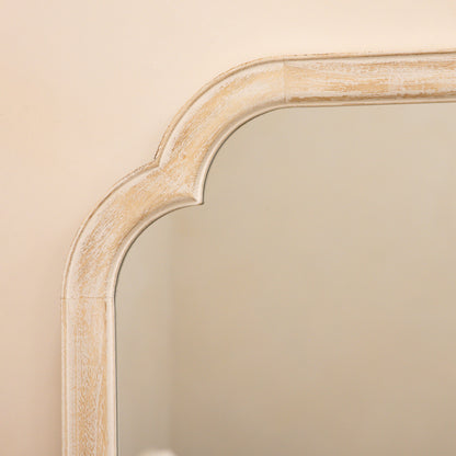 Elena - Specchio ad Arco in Legno Lavato Bianco 100cm x 75cm