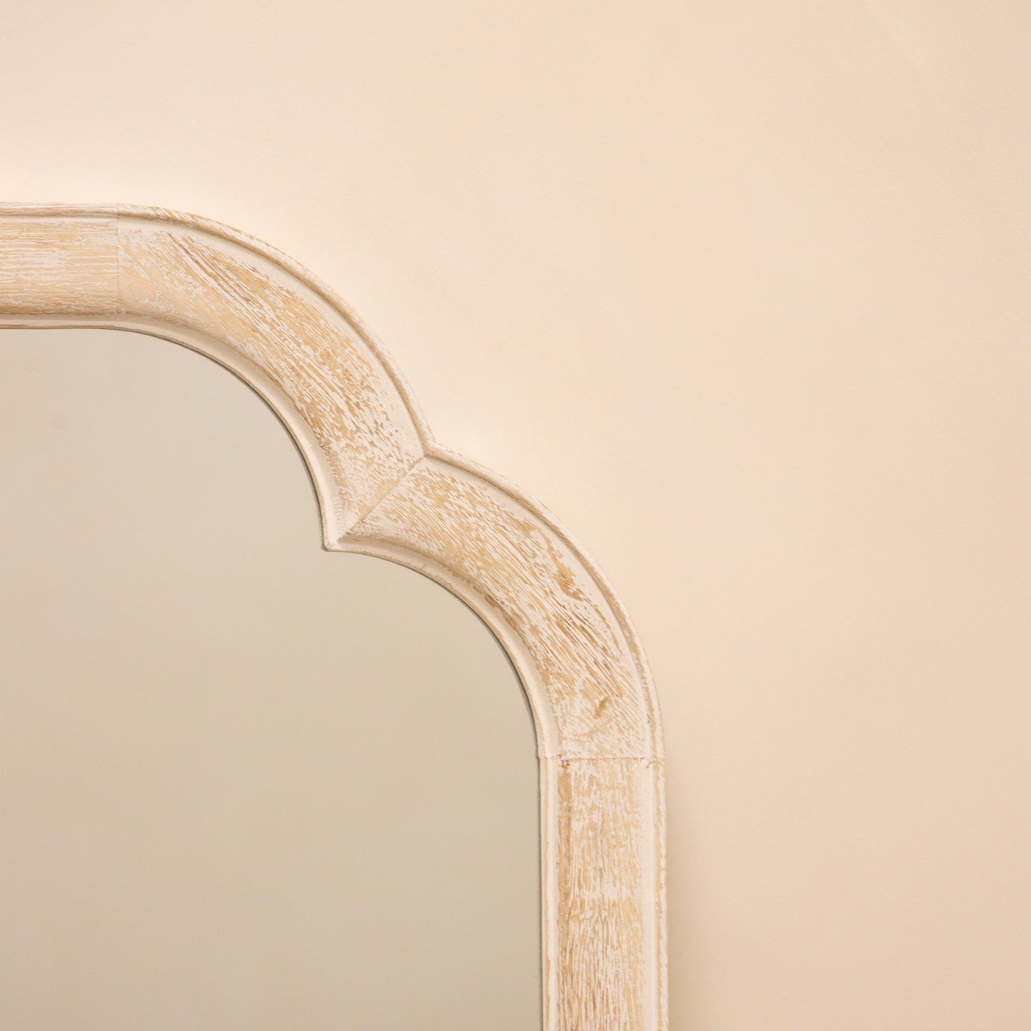 Elena - Specchio ad Arco in Legno Lavato Bianco 100cm x 75cm