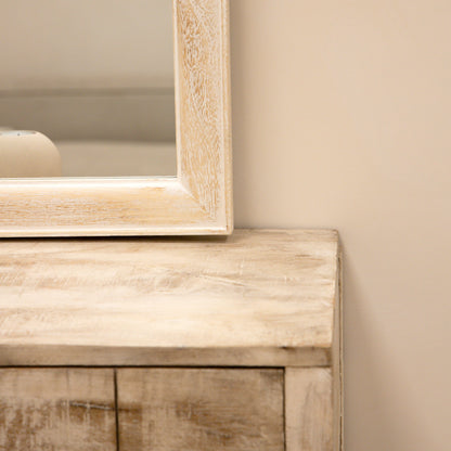 Elena - Specchio ad Arco in Legno Lavato Bianco 100cm x 75cm
