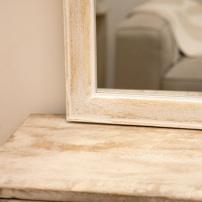 Elena - Specchio ad Arco in Legno Lavato Bianco 100cm x 75cm