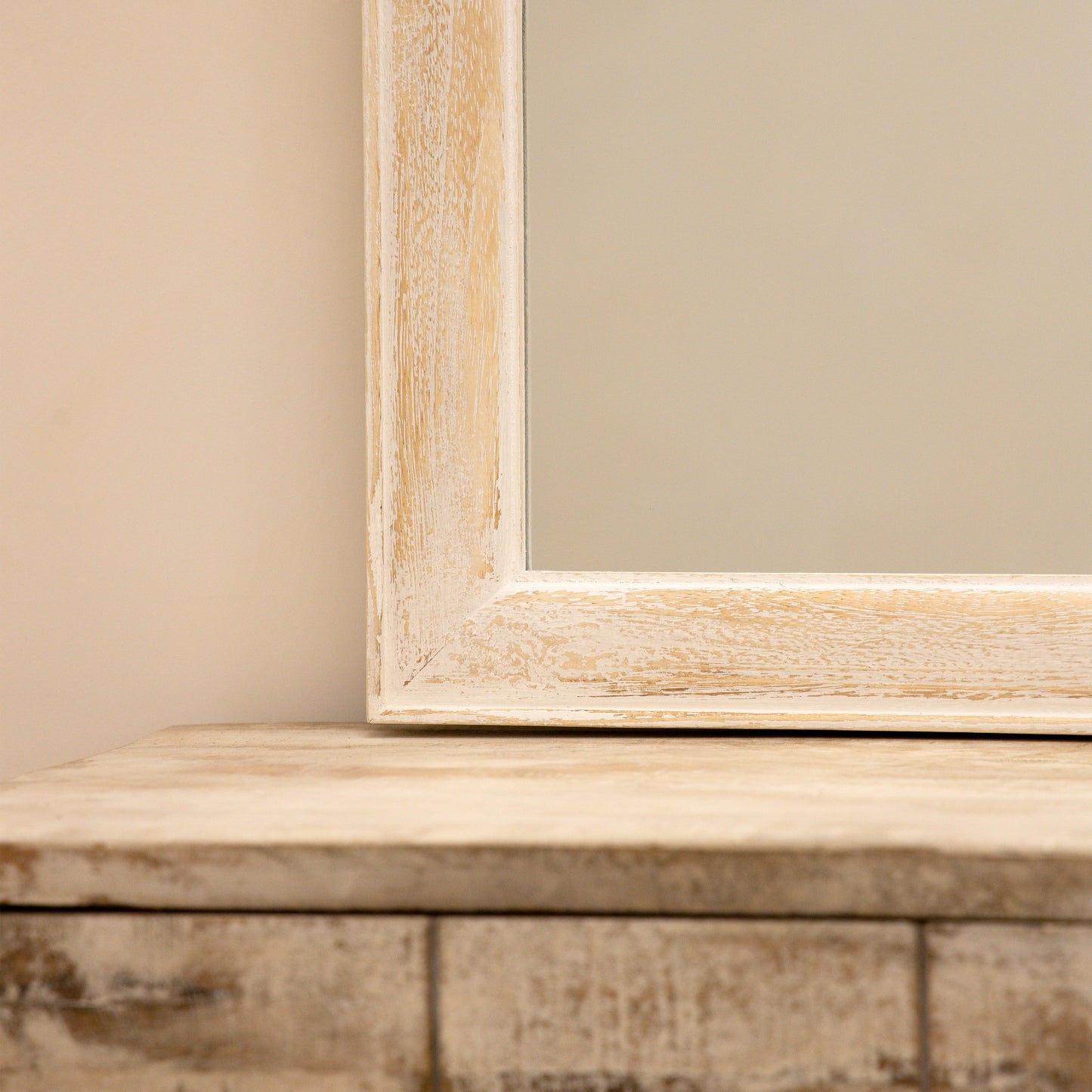 Elena - Specchio ad Arco in Legno Lavato Bianco 100cm x 75cm