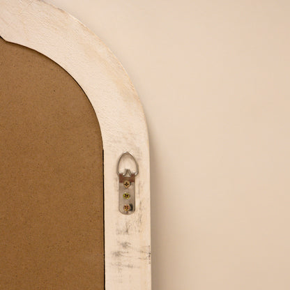 Elena - Specchio ad Arco in Legno Lavato Bianco 100cm x 75cm