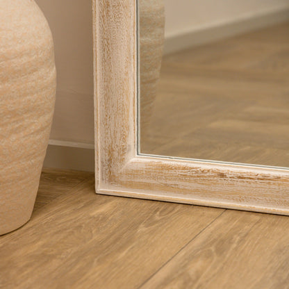 Elena - Specchio ad Arco a Figura Intera in Legno Lavato Bianco 170cm x 75cm