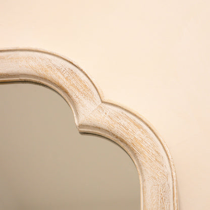 Elena - Specchio ad Arco a Figura Intera in Legno Lavato Bianco 170cm x 75cm