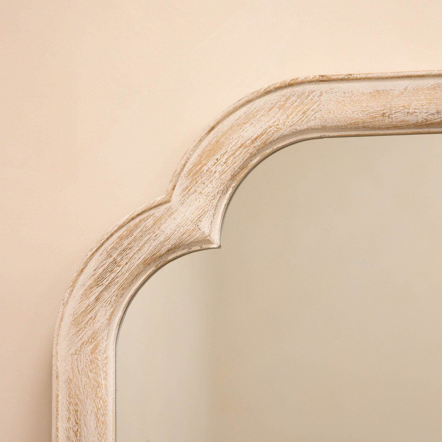 Elena - Specchio ad Arco a Figura Intera in Legno Lavato Bianco 170cm x 75cm