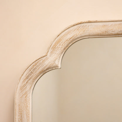 Elena - Specchio ad Arco a Figura Intera in Legno Lavato Bianco 170cm x 75cm