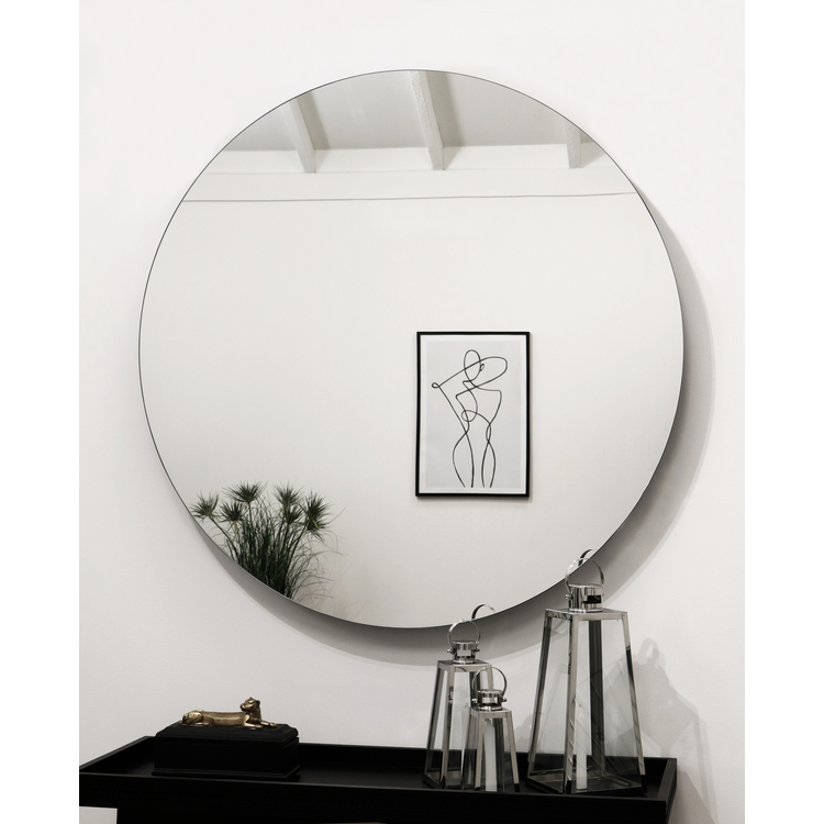 Edge - Specchio da Parete Rotondo Senza Cornice Grande 90cm x 90cm