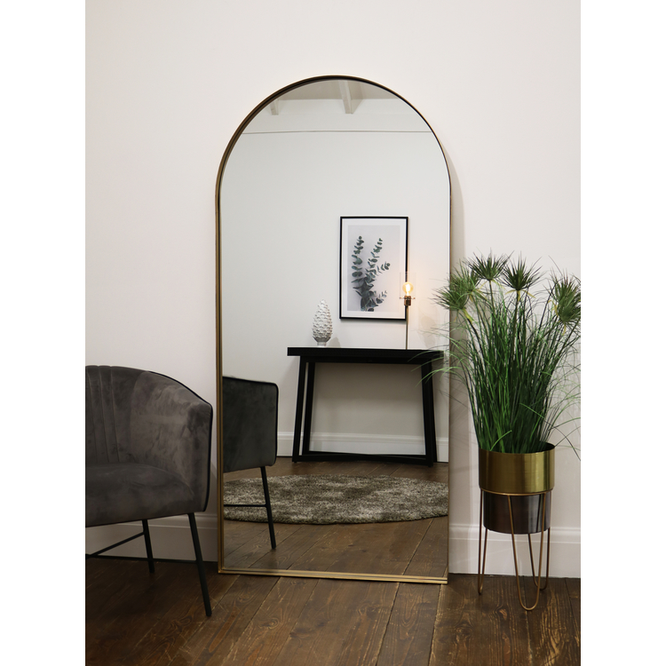 Arcus - Specchio ad Arco da Terra in Metallo Oro 170cm x 80cm