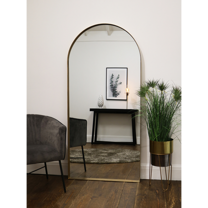 Arcus - Specchio ad Arco da Terra in Metallo Oro 170cm x 80cm