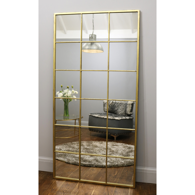Brooklyn - Specchio Grande in Metallo Oro a Figura Intera 180cm x 90cm