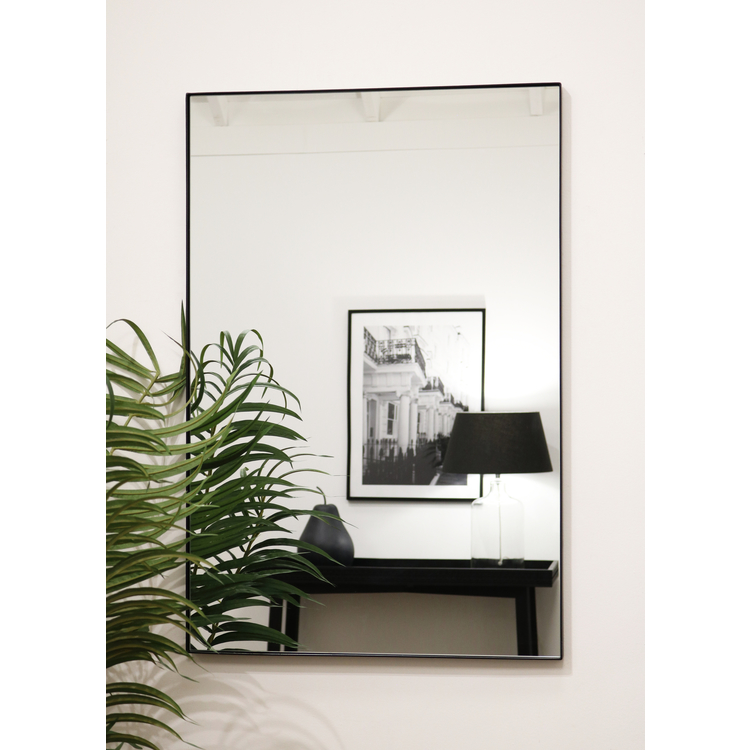 Theo - Specchio da Parete Rettangolare in Metallo Nero 90cm x 60cm