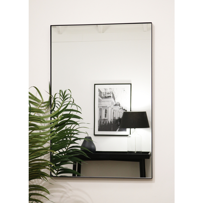 Theo - Specchio da Parete Rettangolare in Metallo Nero 90cm x 60cm