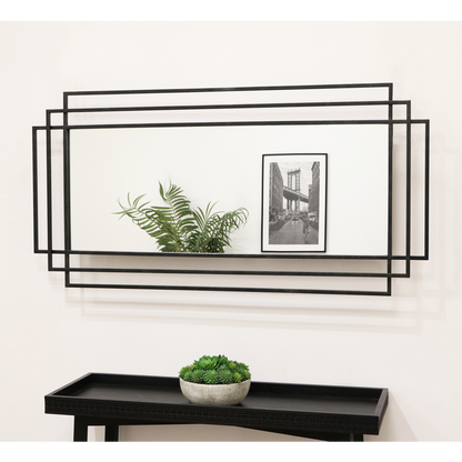 Amalfi - Specchio Rettangolare Grande in Metallo Nero 140cm x 70cm